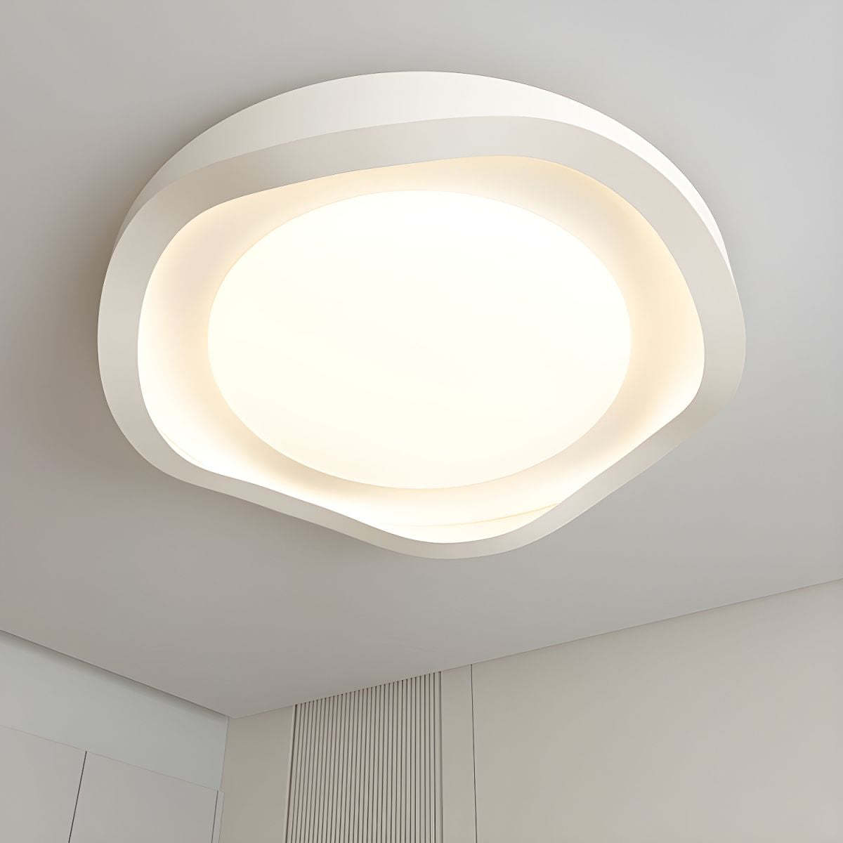 Geometric LED White Flush Mount Ceiling Light
