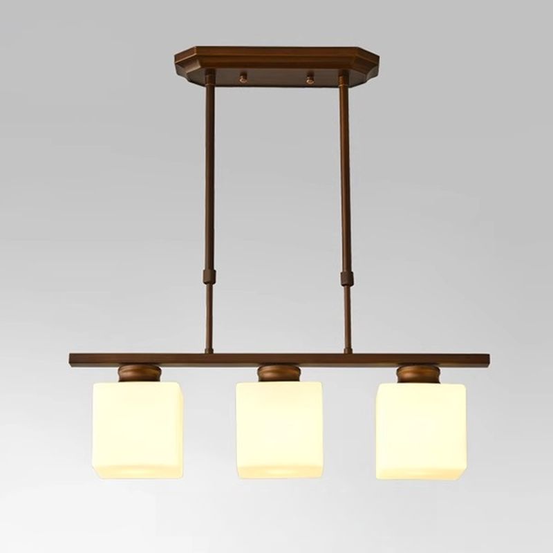 Simple Multi-Head Glass Kitchen Island Ceiling Lighting