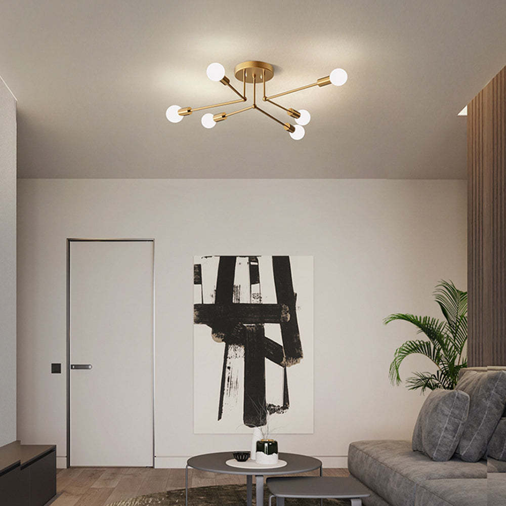 Stylish Muti-Lights Contemporary Gold Iron Living Room Ceiling Lights