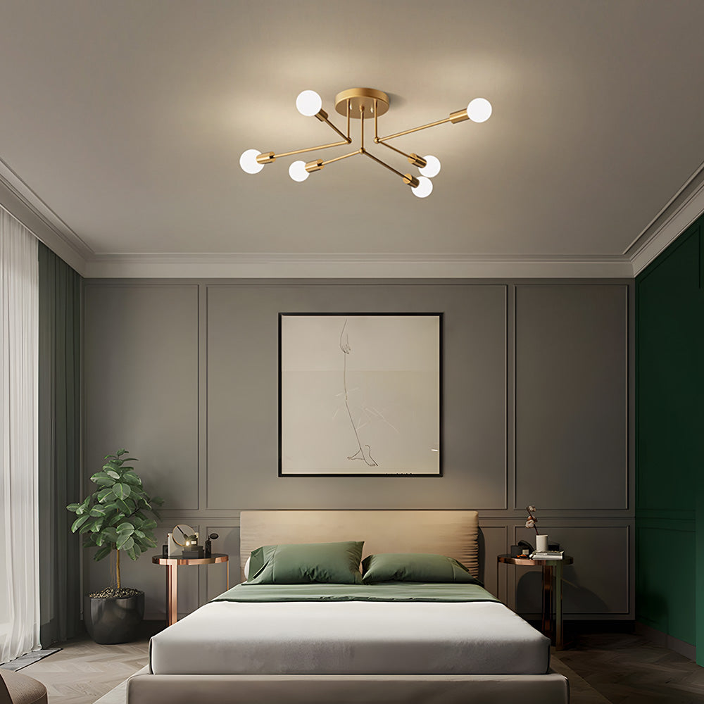 Stylish Muti-Lights Contemporary Gold Iron Living Room Ceiling Lights