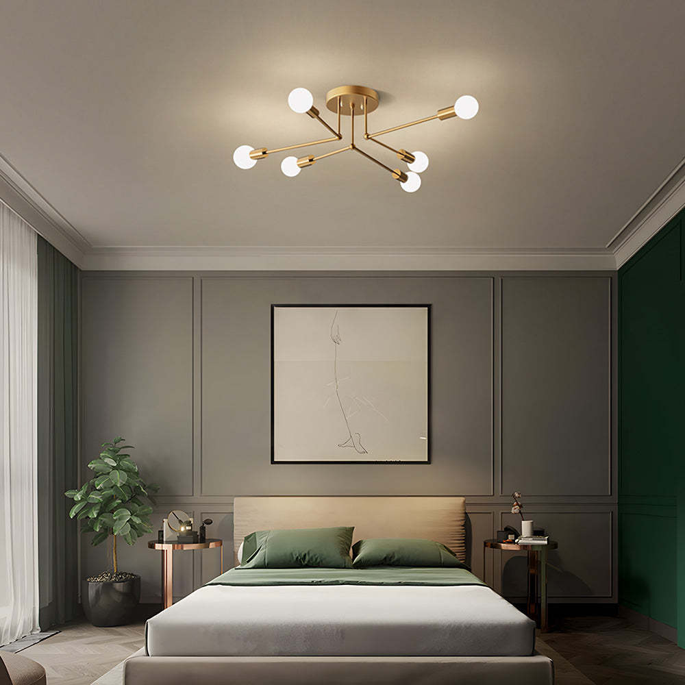 Stylish Muti-Lights Contemporary Gold Iron Living Room Ceiling Lights