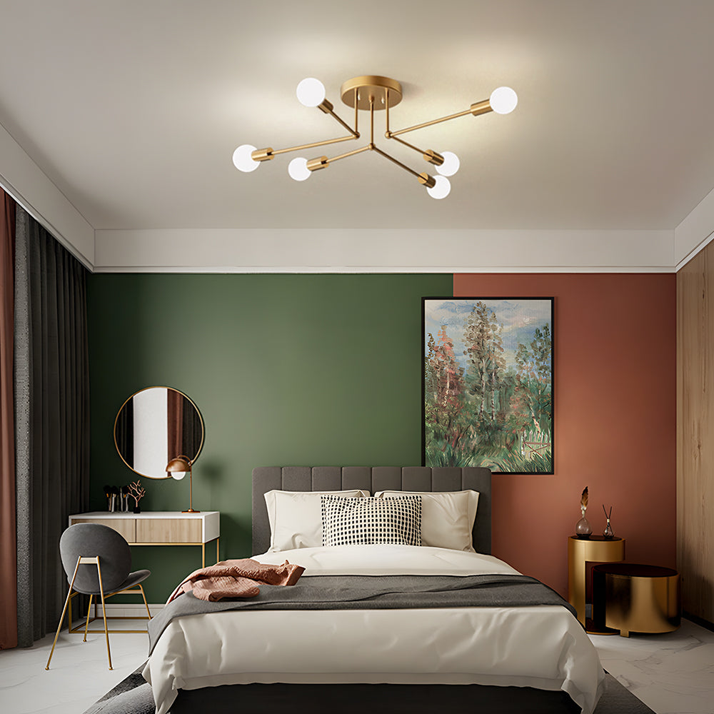 Stylish Muti-Lights Contemporary Gold Iron Living Room Ceiling Lights