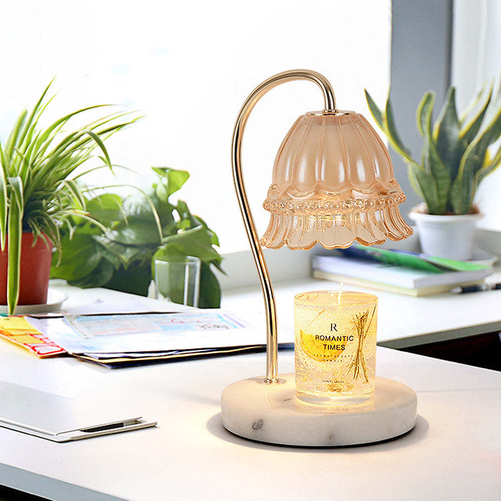 Creative Gold Glass Flower Shape Mini Candle Warmer Lamp