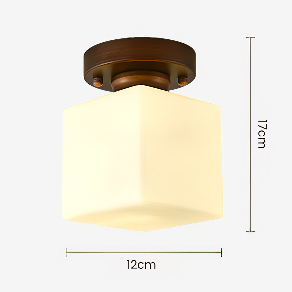 Simple Square White Semi-Flush Hallway Ceiling Light