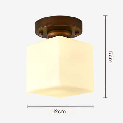Simple Square White Semi-Flush Hallway Ceiling Light