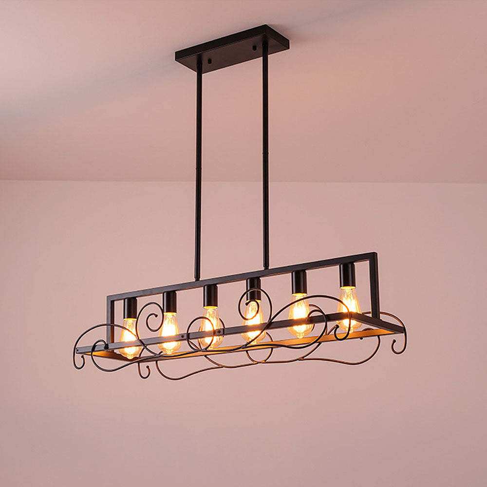 6 Bulbs Brown Metal Kitchen Island Pendant Lights
