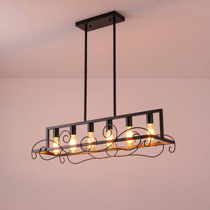 6 Bulbs Brown Metal Kitchen Island Pendant Lights