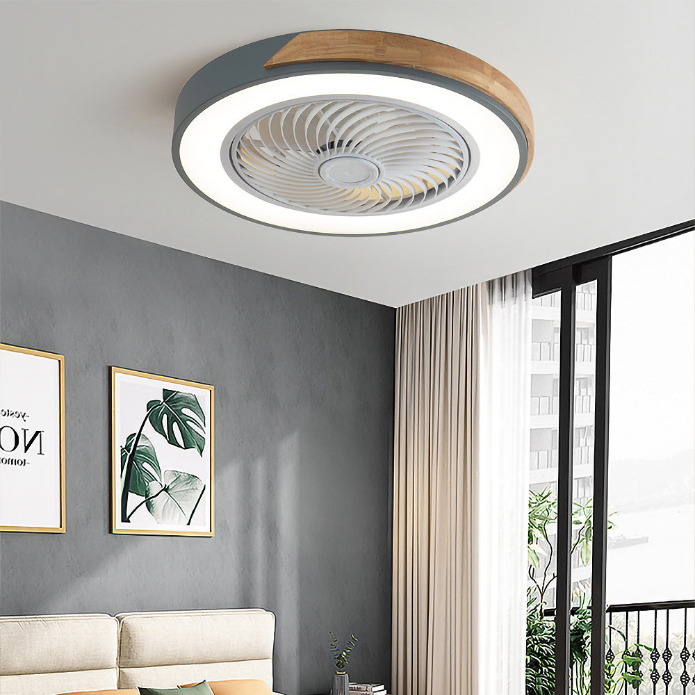 Modern Simple Round Iron Ceiling Fans With LED Lights