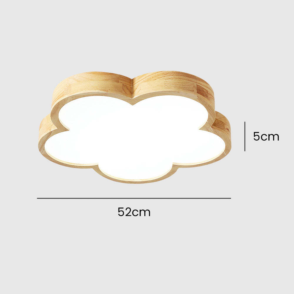 Simple Flowers Wabi-Sabi Wood LED Ceiling Light For Bedroom