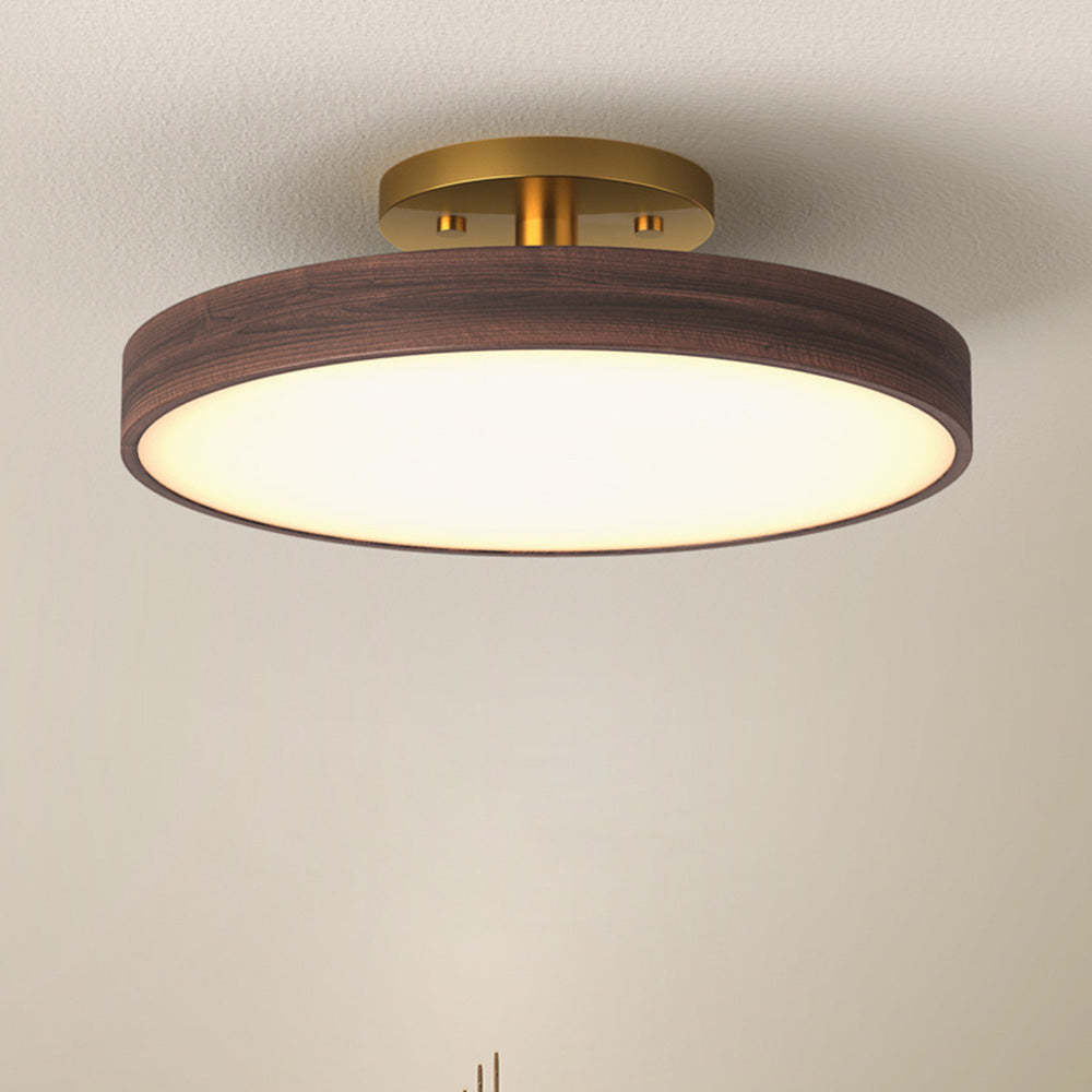 Round Wood LED Ceiling Lights For Bedroom 