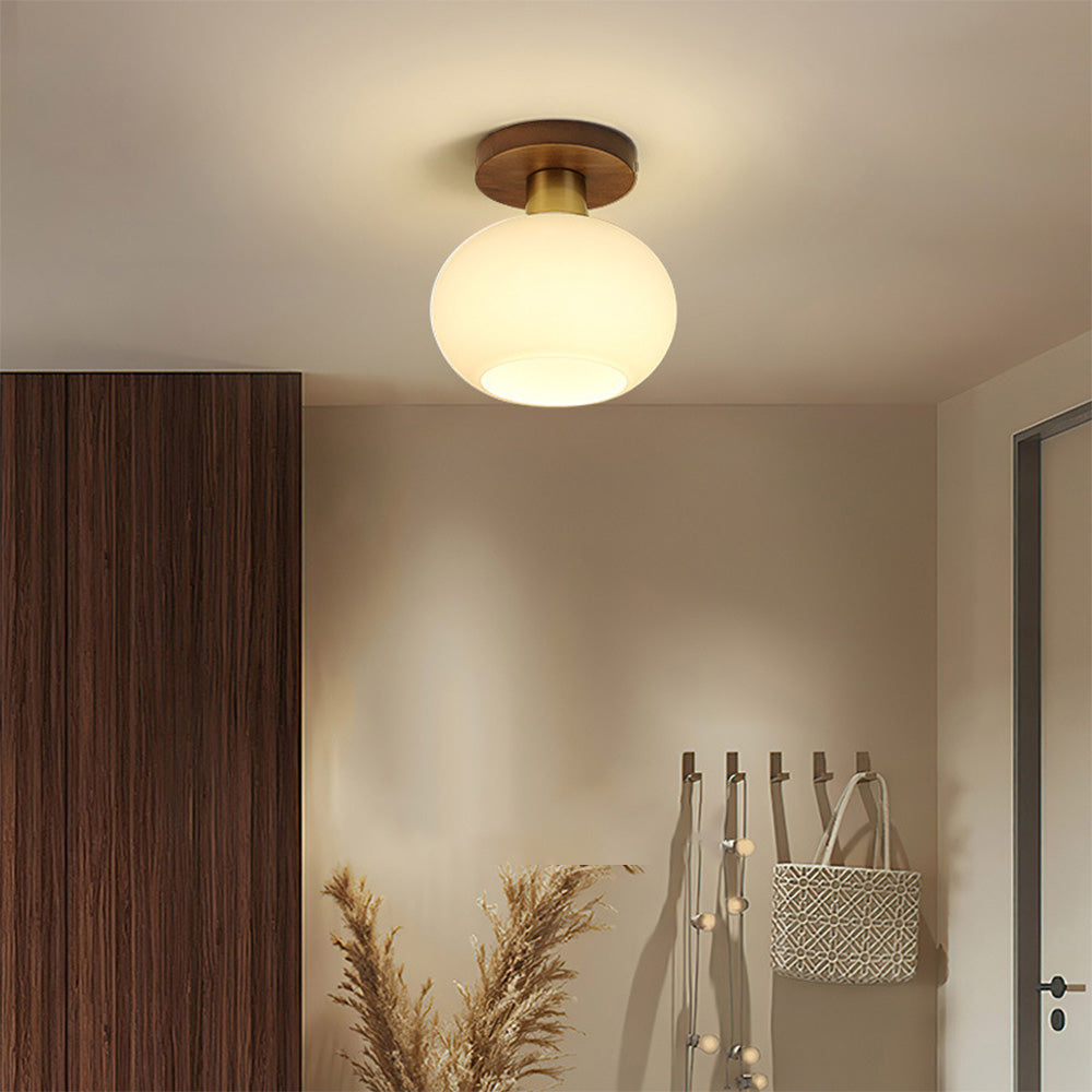 Nordic Walnut Minimalist Hallway Semi-Flush Ceiling Light