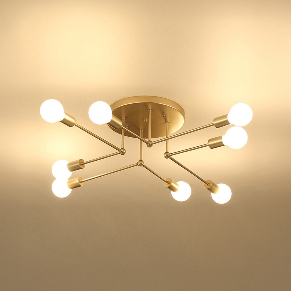 Stylish Muti-Lights Contemporary Gold Iron Living Room Ceiling Lights