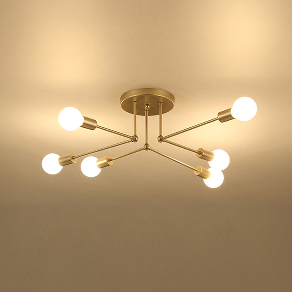 Stylish Muti-Lights Contemporary Gold Iron Living Room Ceiling Lights