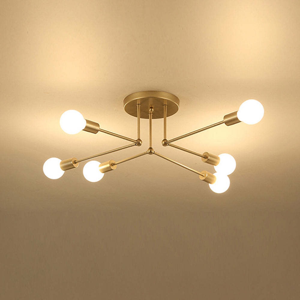 Stylish Muti-Lights Contemporary Gold Iron Living Room Ceiling Lights