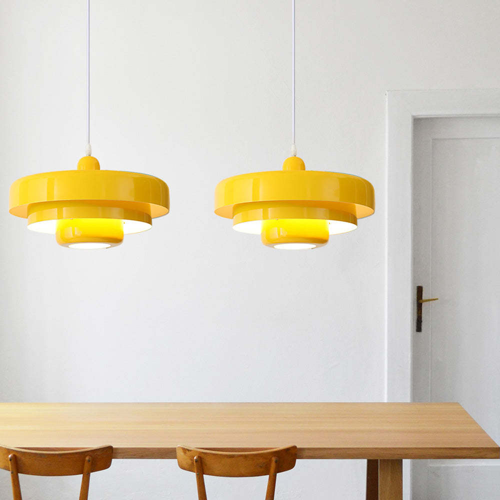 Medieval Danish Retro Yellow Bauhaus Ceiling Pendant Light