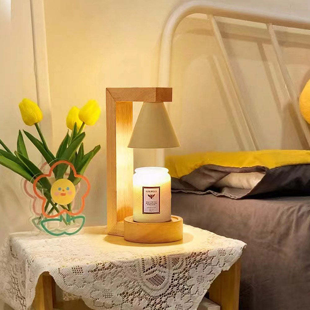 Simple Wood Bedroom Candle Warmer Lamp