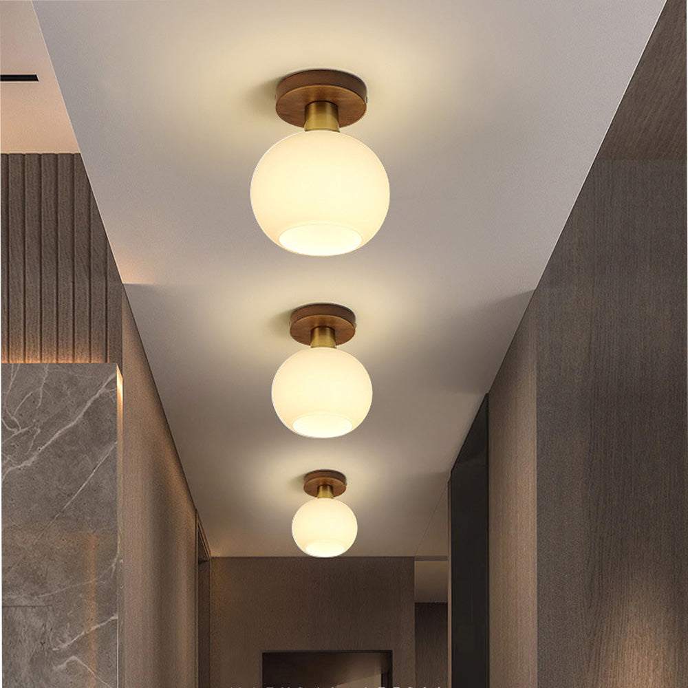 Nordic Walnut Minimalist Hallway Semi-Flush Ceiling Light