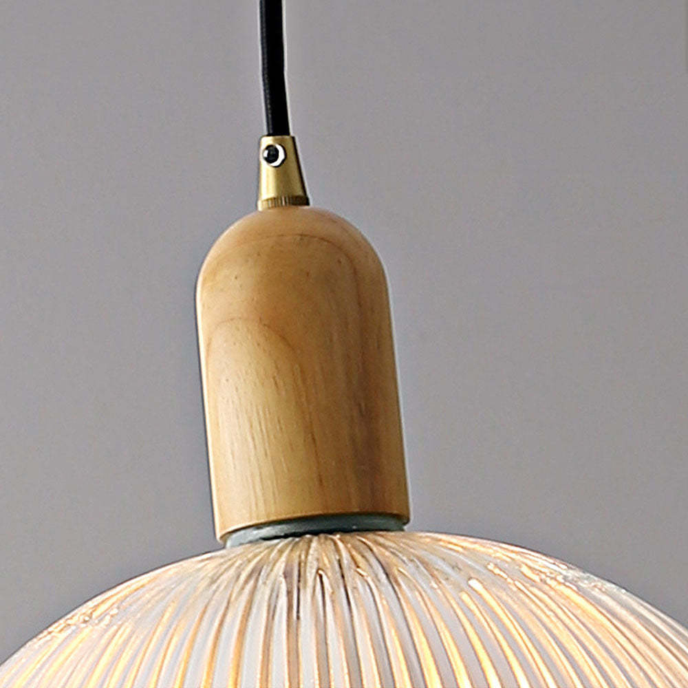 Simple Wood Living Room Clear Pendant Light
