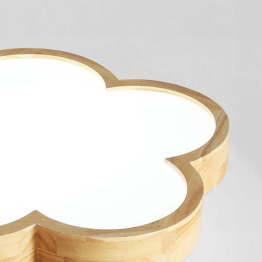 Simple Flowers Wabi-Sabi Wood LED Ceiling Light For Bedroom