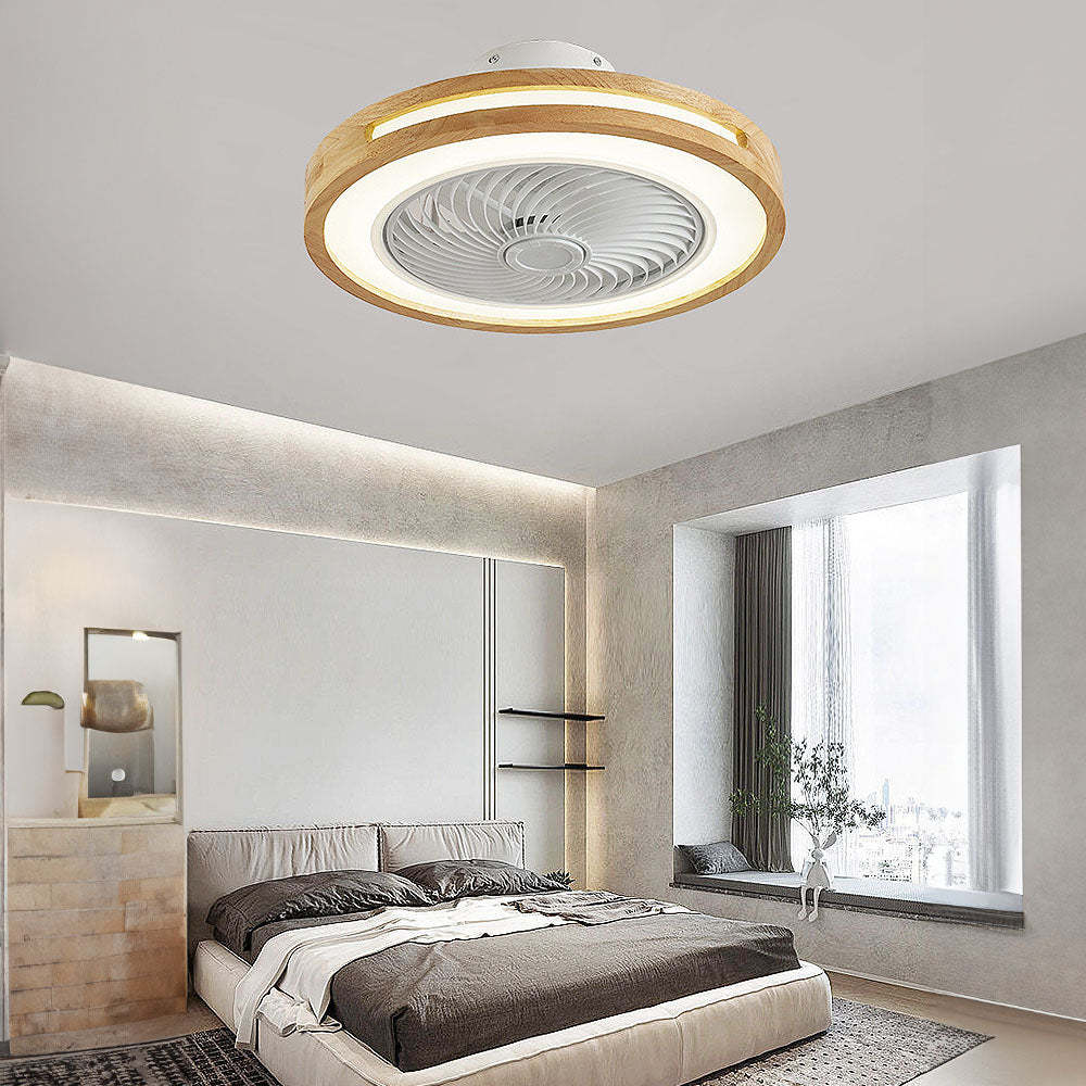 Modern Minimalism Wood Ceiling Fans With LED Lights