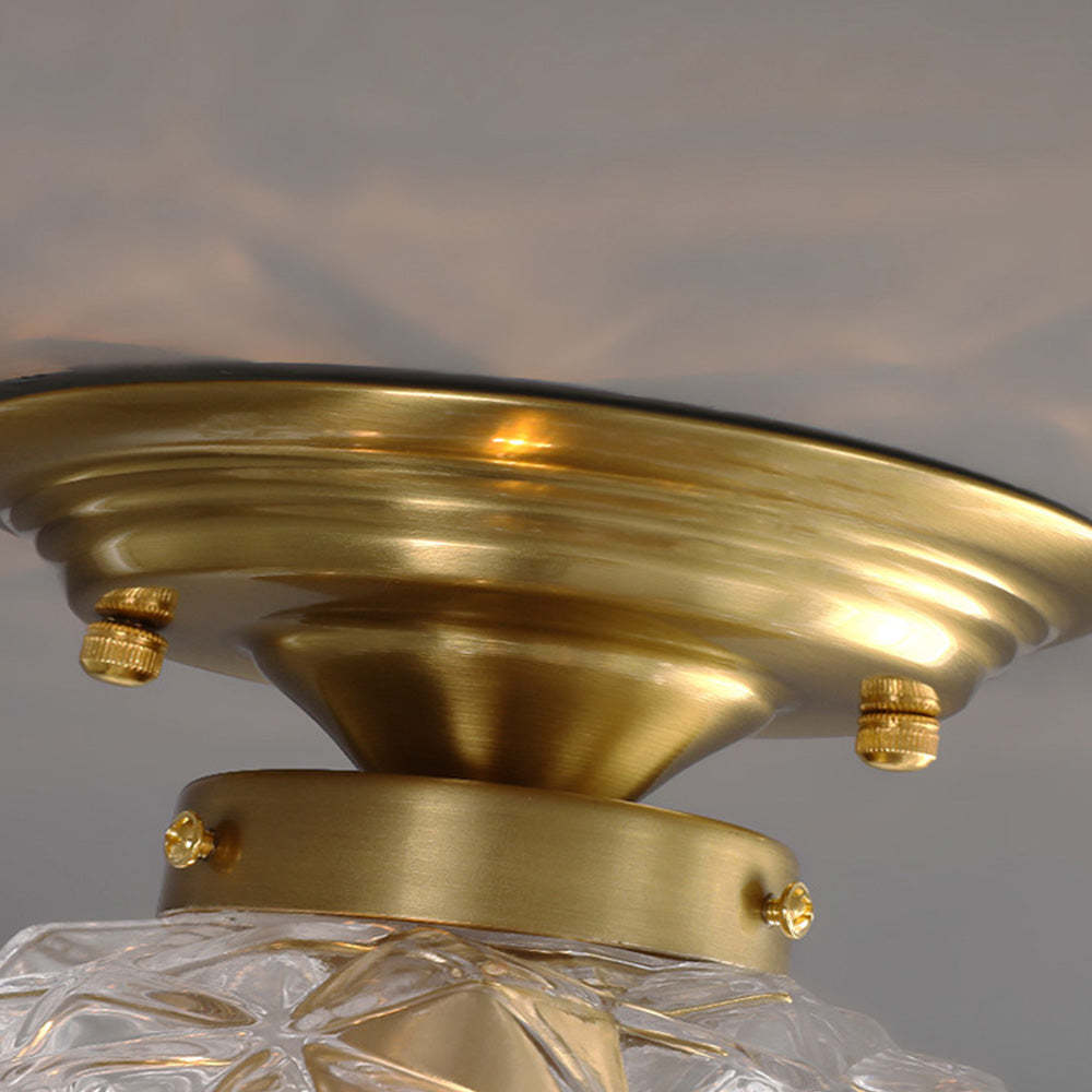 Contemporary Clear Glass Hallway Semi-Flush Ceiling Light