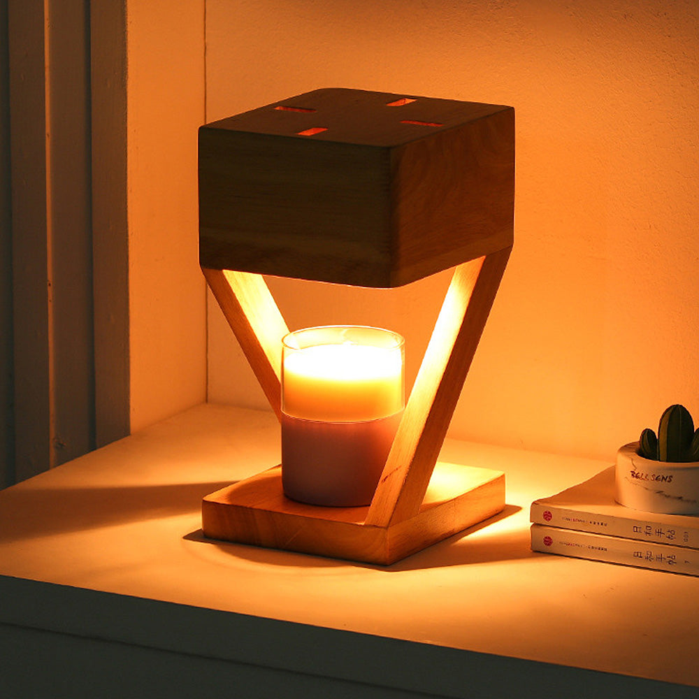 Contemporary Cute Wood Bedroom Candle Warmer Lamp