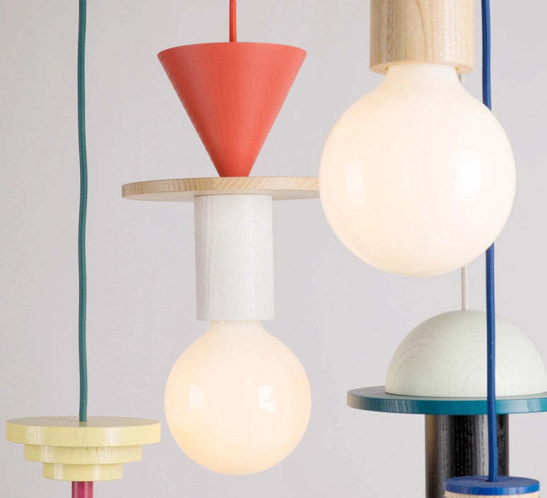 Design Colored Wood Blocks Pendant Light