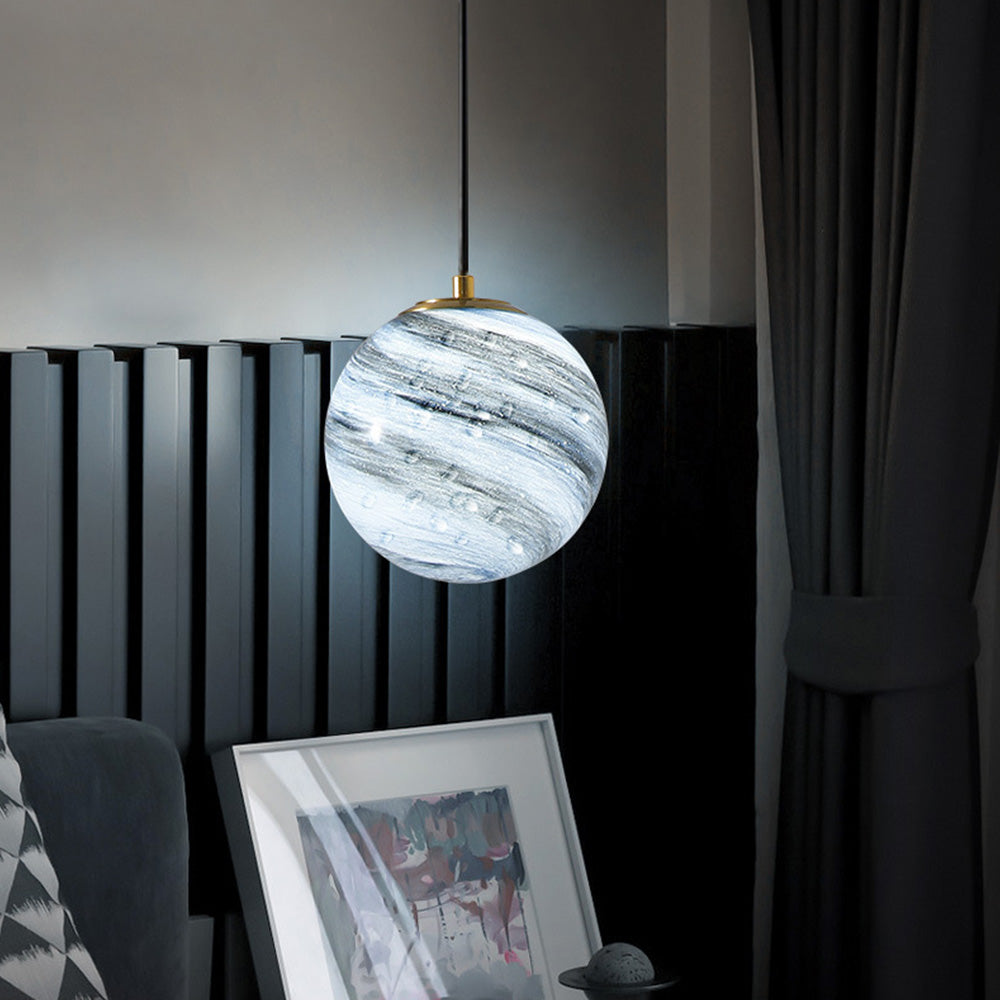 Planet Pretty Glass Pendant Light For Bedside