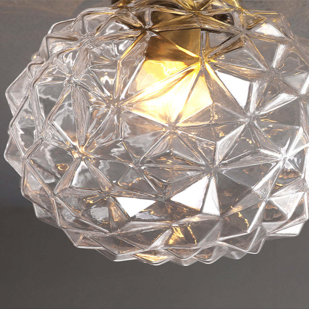 Contemporary Clear Glass Hallway Semi-Flush Ceiling Light
