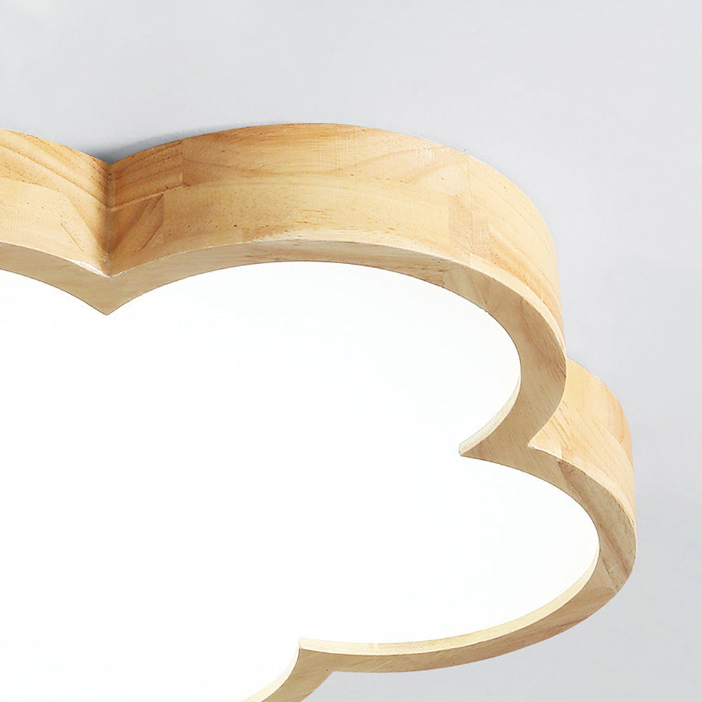 Simple Flowers Wabi-Sabi Wood LED Ceiling Light For Bedroom