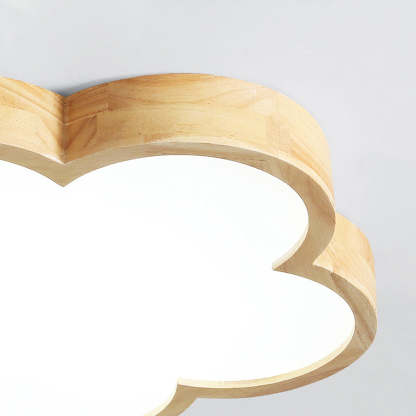 Simple Flowers Wabi-Sabi Wood LED Ceiling Light For Bedroom