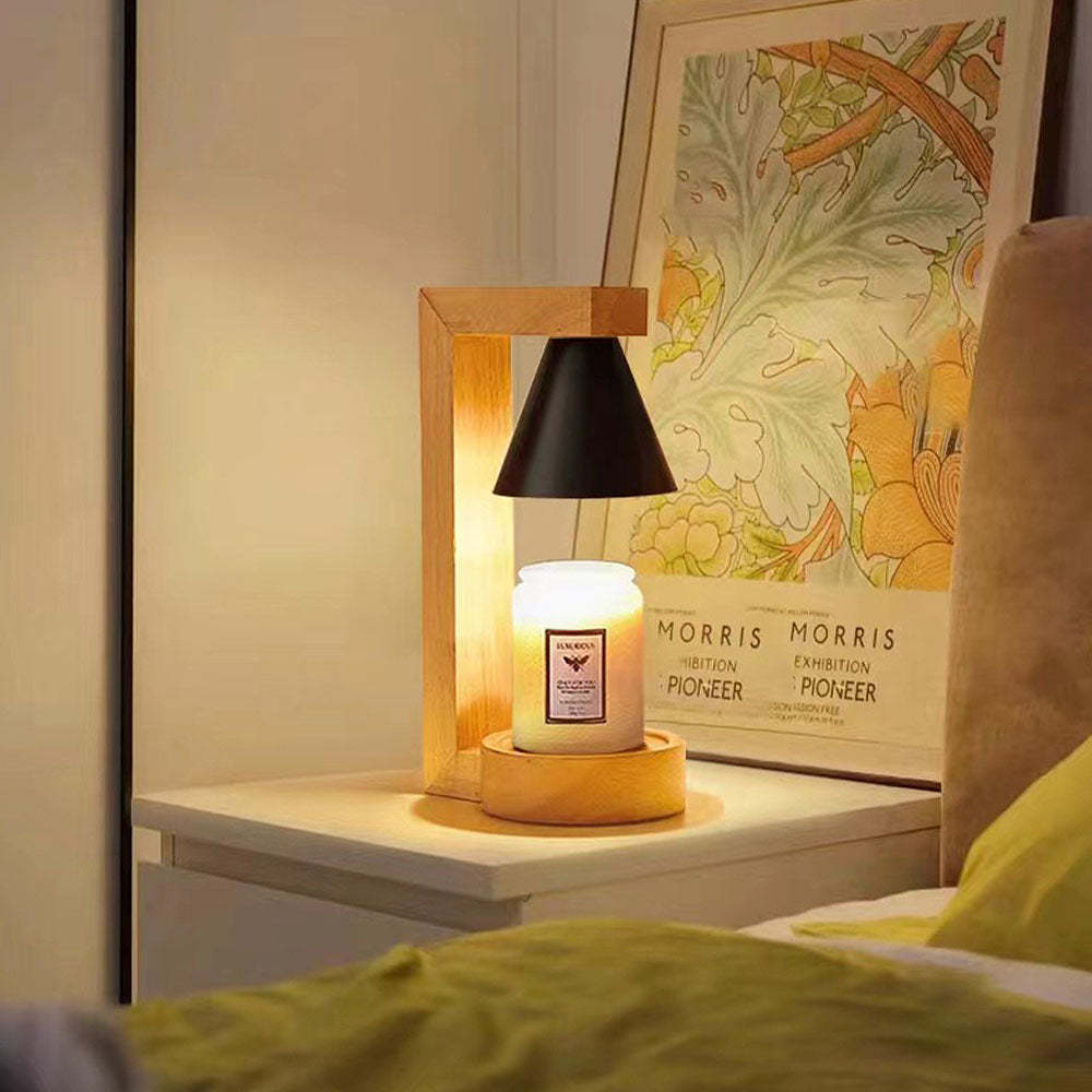 Simple Wood Bedroom Candle Warmer Lamp