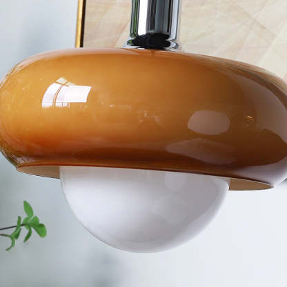 Bauhaus Dome Simple Amber Glass Pendant Light