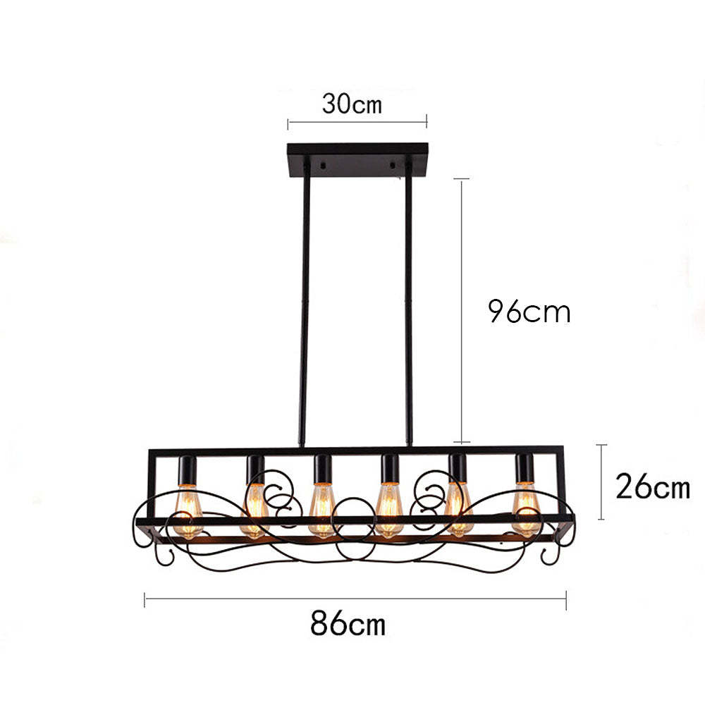 6 Bulbs Brown Metal Kitchen Island Pendant Lights