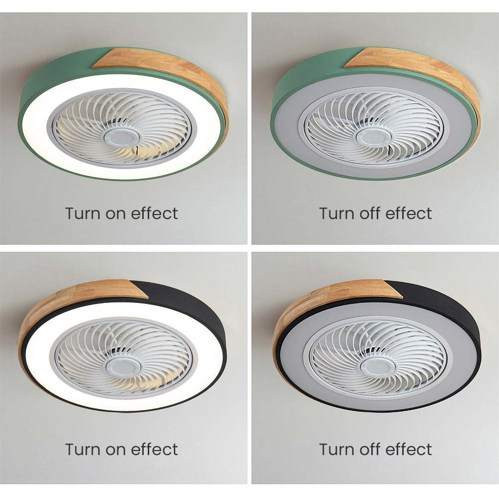 Modern Simple Round Iron Ceiling Fans With LED Lights