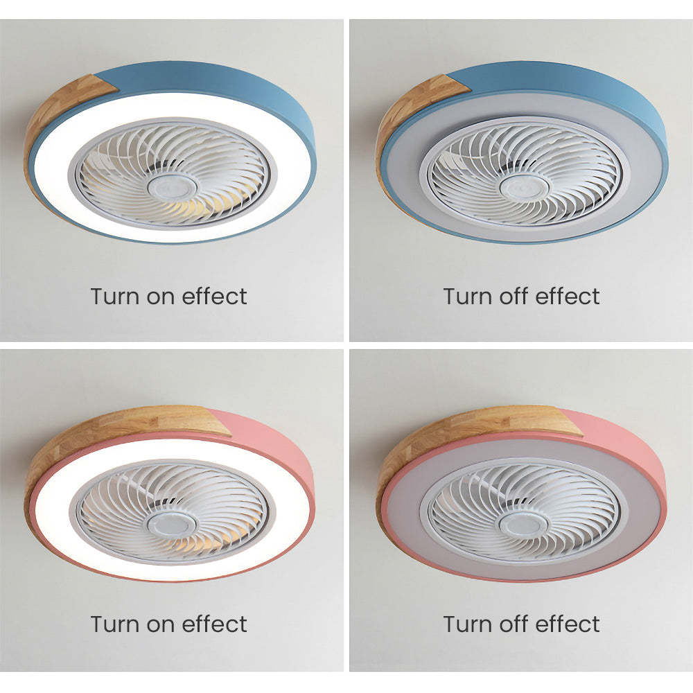 Modern Simple Round Iron Ceiling Fans With LED Lights