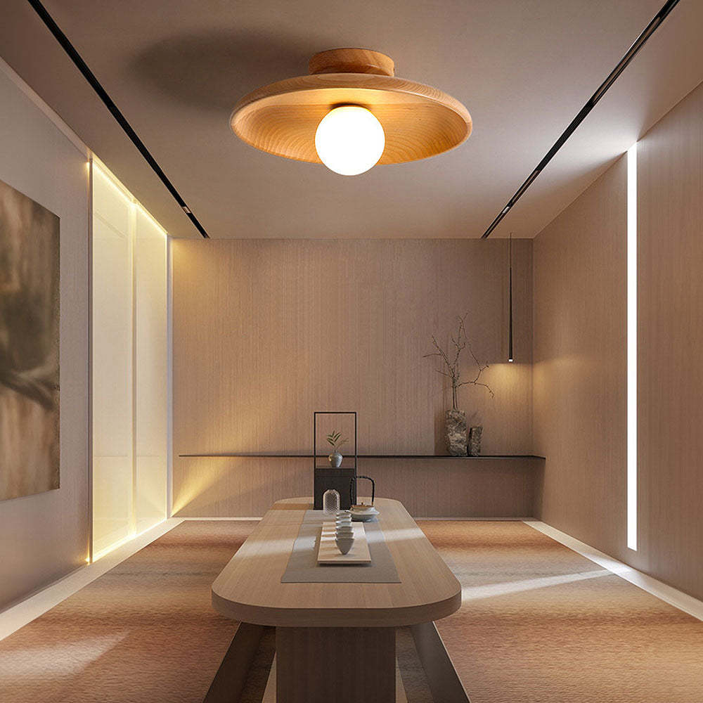 Nordic Simple Wood Minimalist Round Ceiling Light