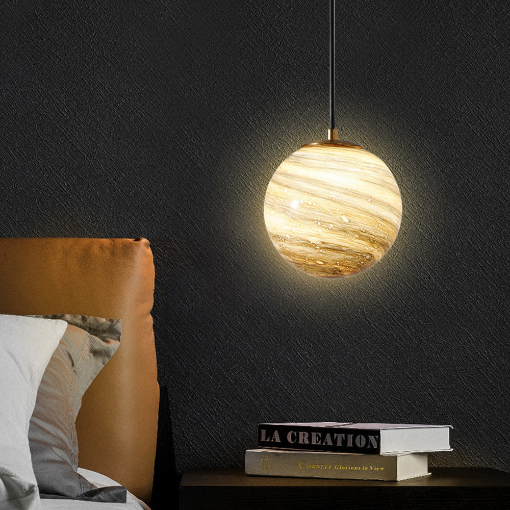 Planet Pretty Glass Pendant Light For Bedside