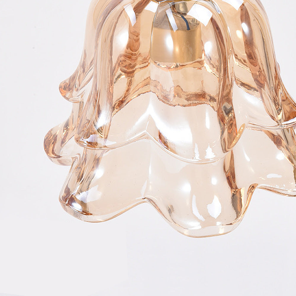 Vintage Mini Glass Flower Shape Wood Candle Warmer Light