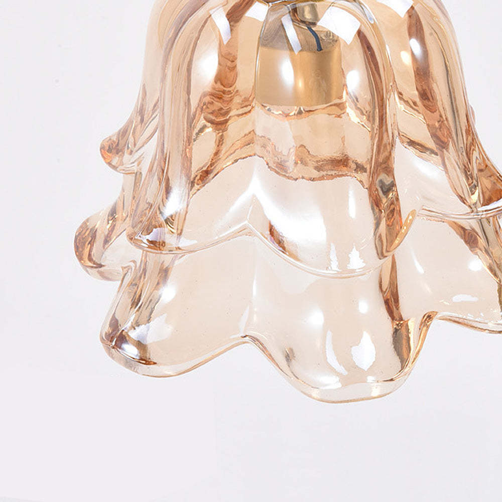 Vintage Mini Glass Flower Shape Wood Candle Warmer Light