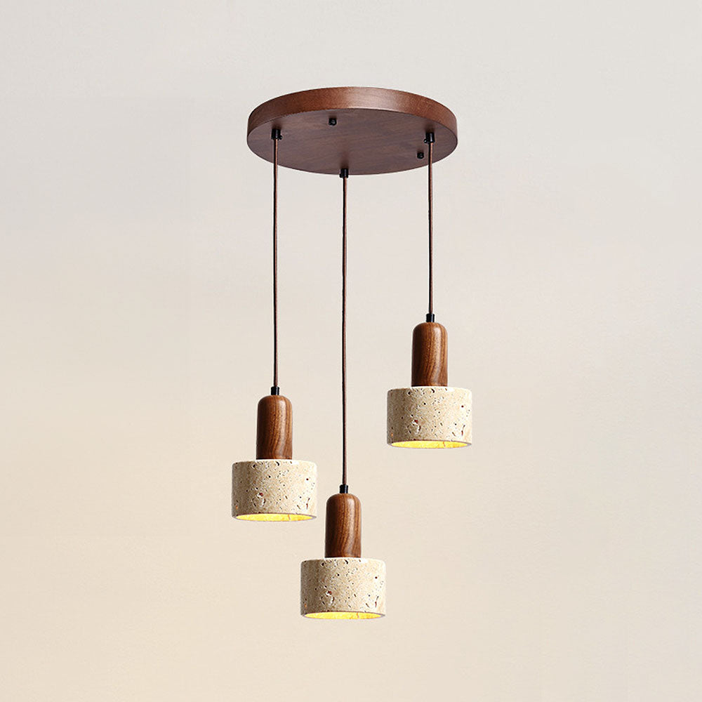 Retro Rustic Natural Stone Pendant Light For Dining Room