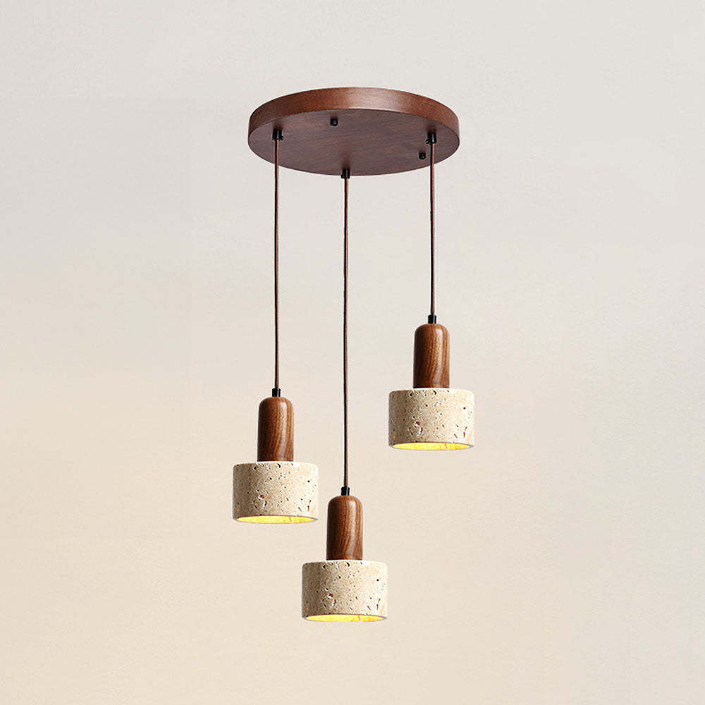 Retro Rustic Natural Stone Pendant Light For Dining Room