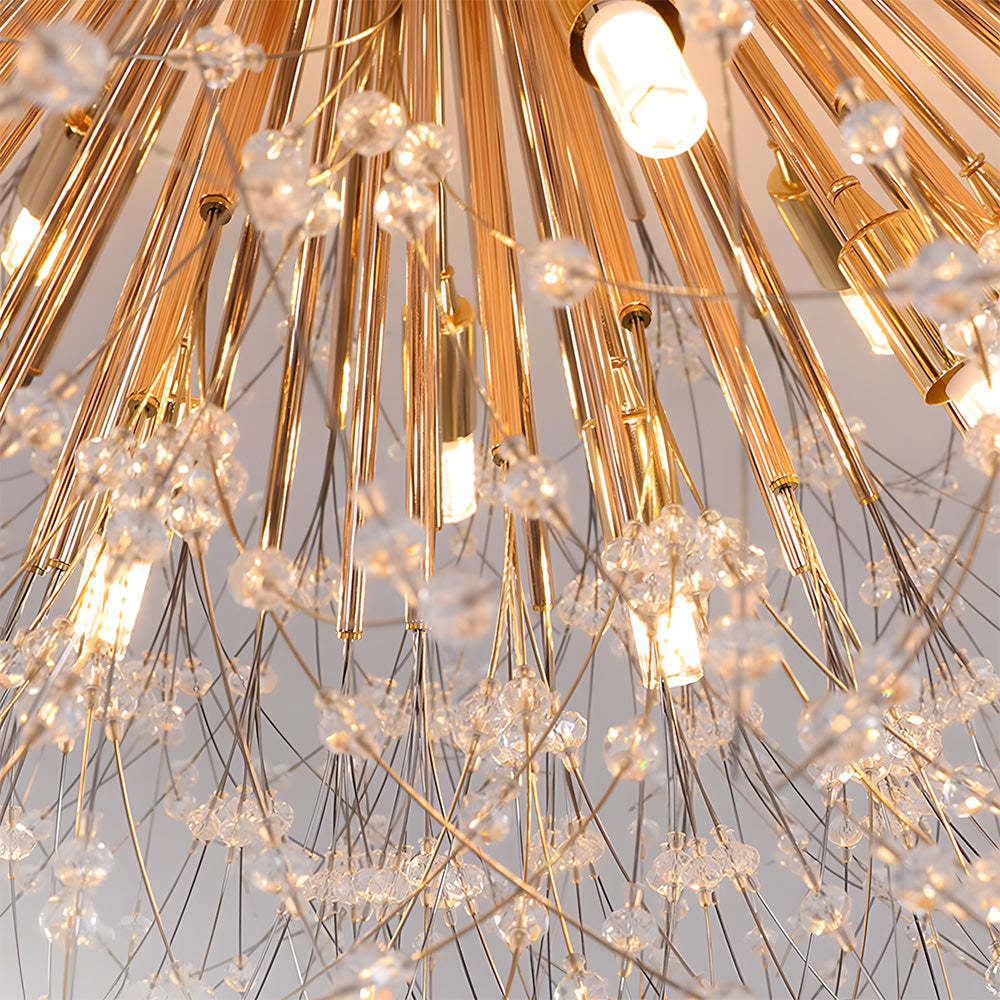 Modern Luxurious Gold Crystal Sputnik Flush Mount Ceiling Light for Living Room