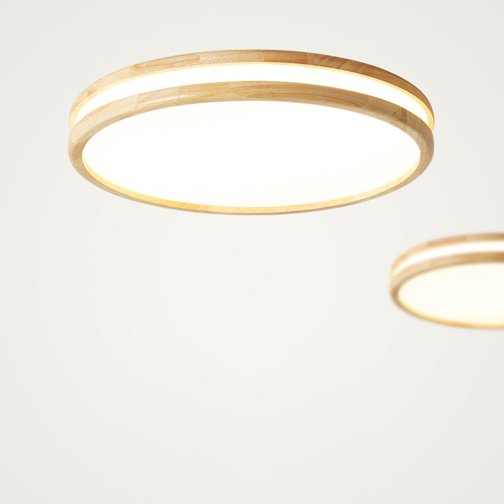 Rustic Wood Round Bedroom LED Ceiling Light