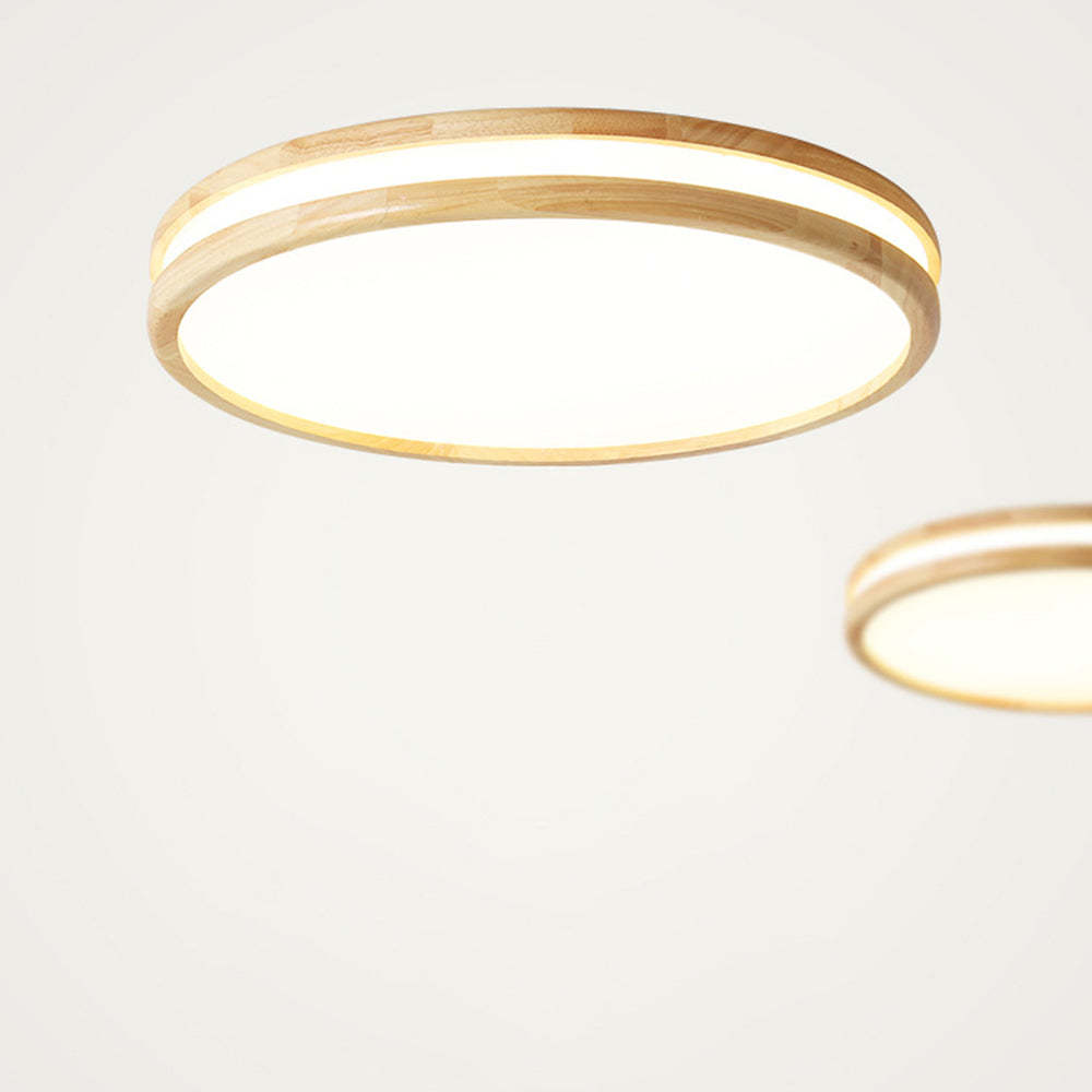 Rustic Wood Round Bedroom LED Ceiling Light