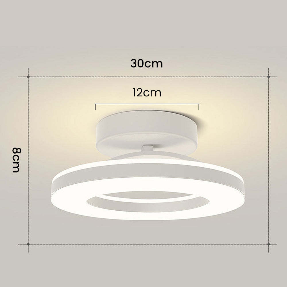 Gold Iron Hallway LED Semi-Flush Ceiling Light