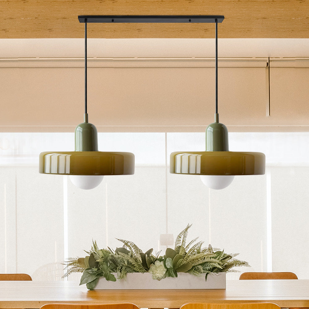 2 Lights Modern Coloured Glass Pendant Light