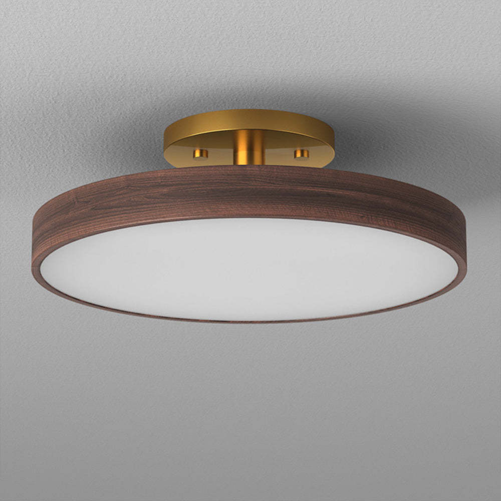 Round Wood LED Ceiling Lights For Bedroom 