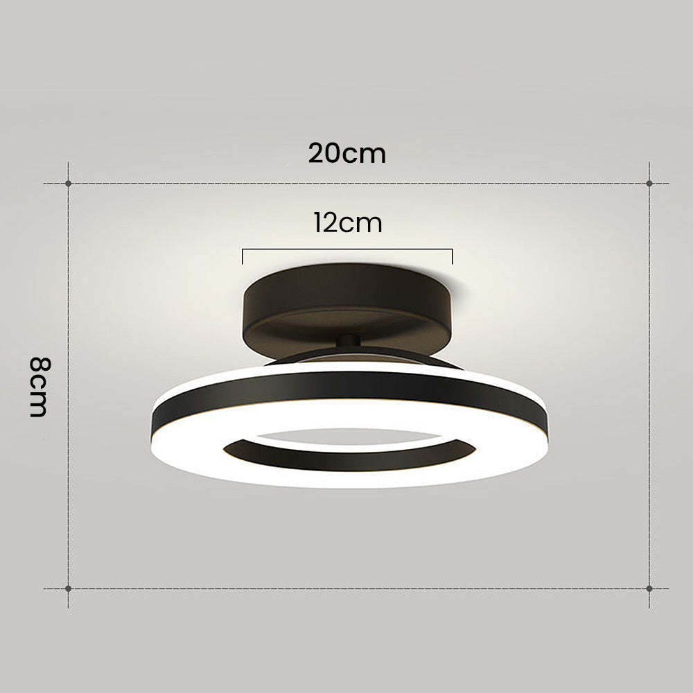 Gold Iron Hallway LED Semi-Flush Ceiling Light