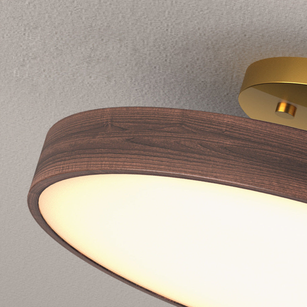 Round Wood LED Ceiling Lights For Bedroom 